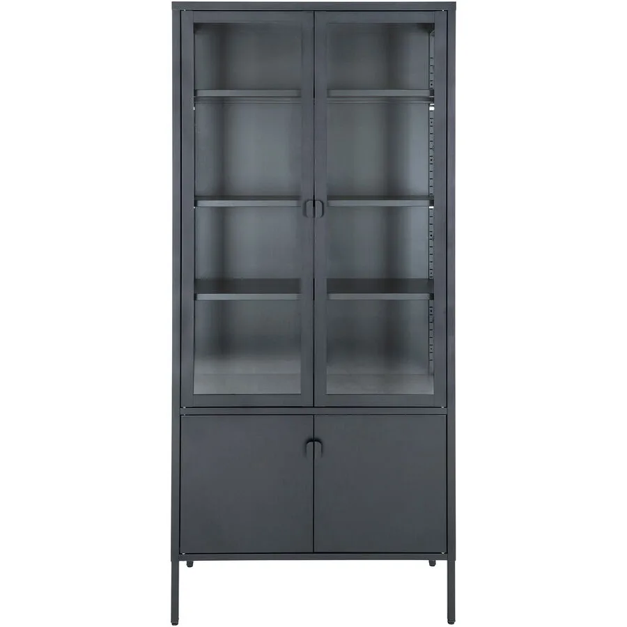Vitrine Soreva schwarz Stahl/Glas B 80 H 180 cm