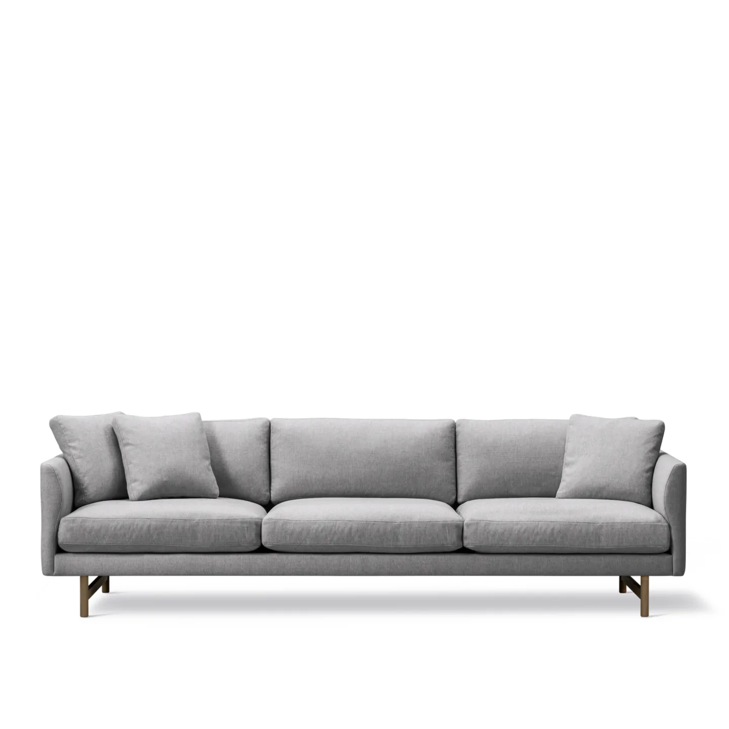 Fredericia Furniture - Calmo 3 Seater 80 Wood Base, Fabric 3 - Sunniva 242, Smoked oak - Soffor - Hugo Passos - Grå