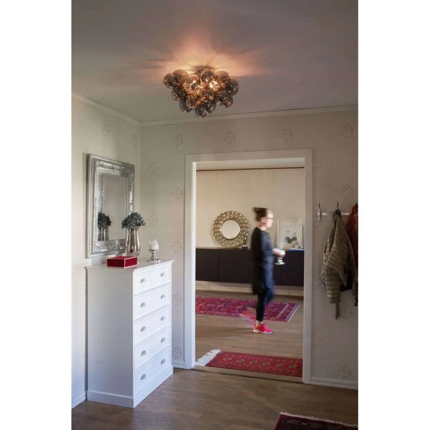 Gross Deckenleuchte, rauchgrau, Glas, Metall, Ø 50 cm, G9 - By Rydéns - Wohnzimmer - Mehrflammig