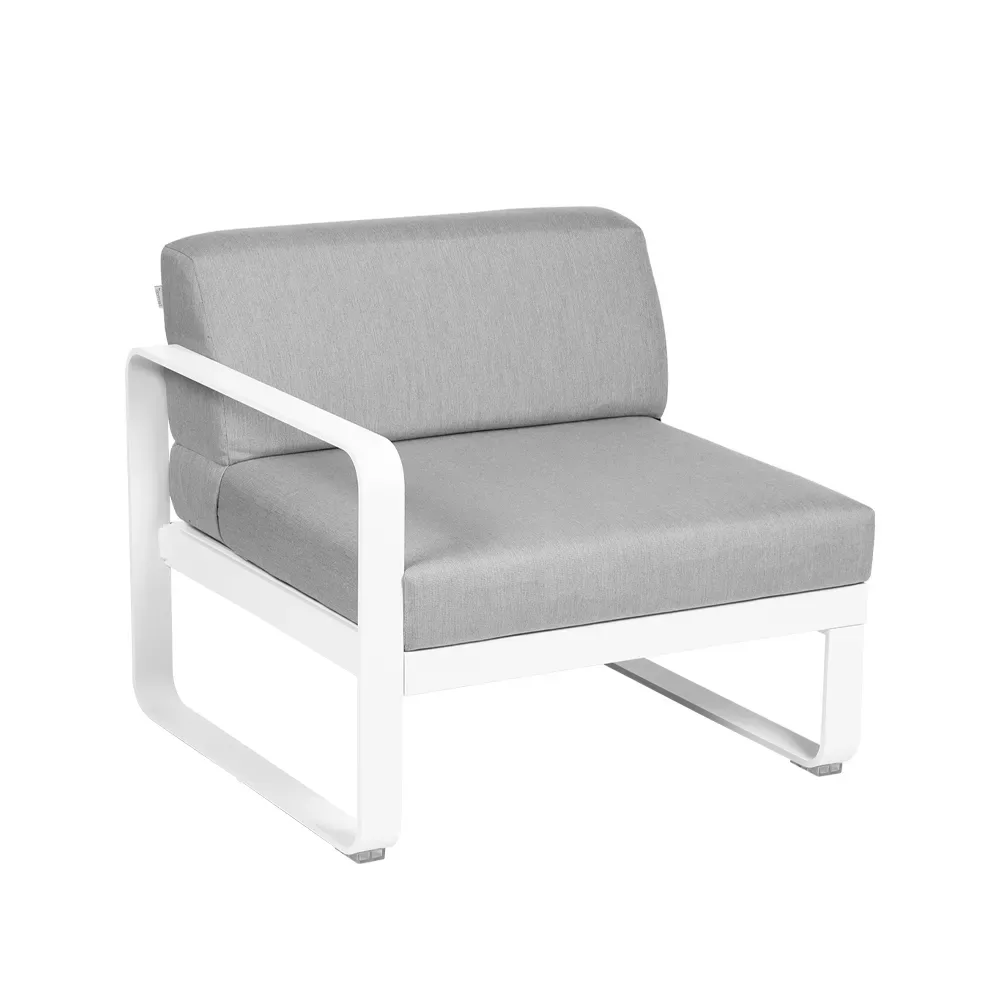 Fermob Bellevie Left modulsoffa Cotton white (vit), flannel grey dyna, 1-sits