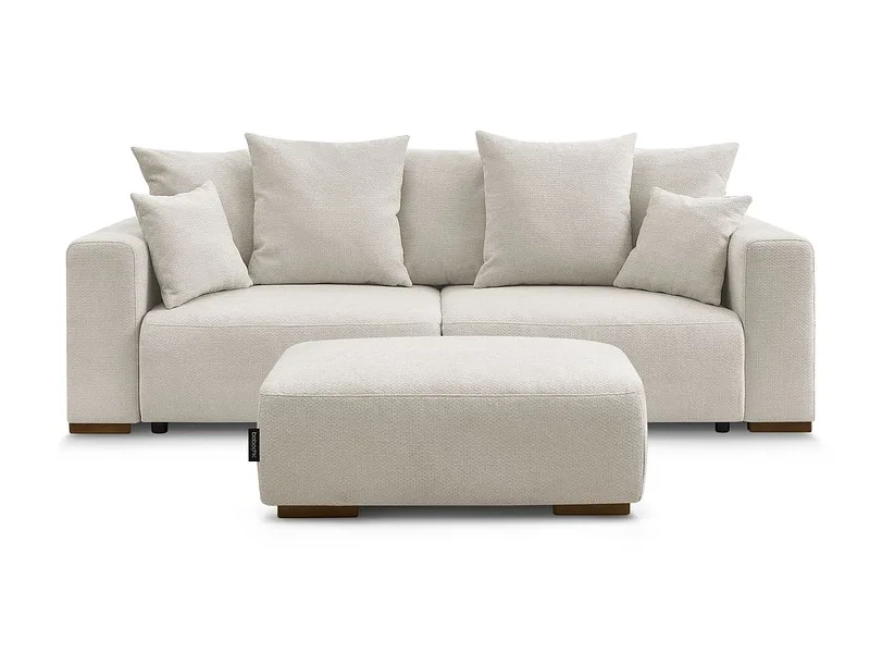 3er Sofa mit Hocker BOBOCHIC SIDONIE Stoff chiniert beige