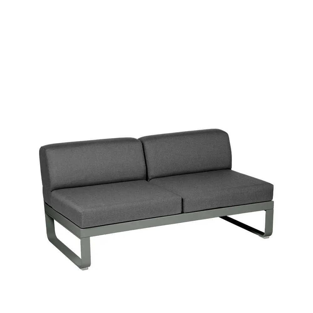 Fermob Bellevie Central modulsoffa 2-sits Rosemary (grön), graphite grey dyna