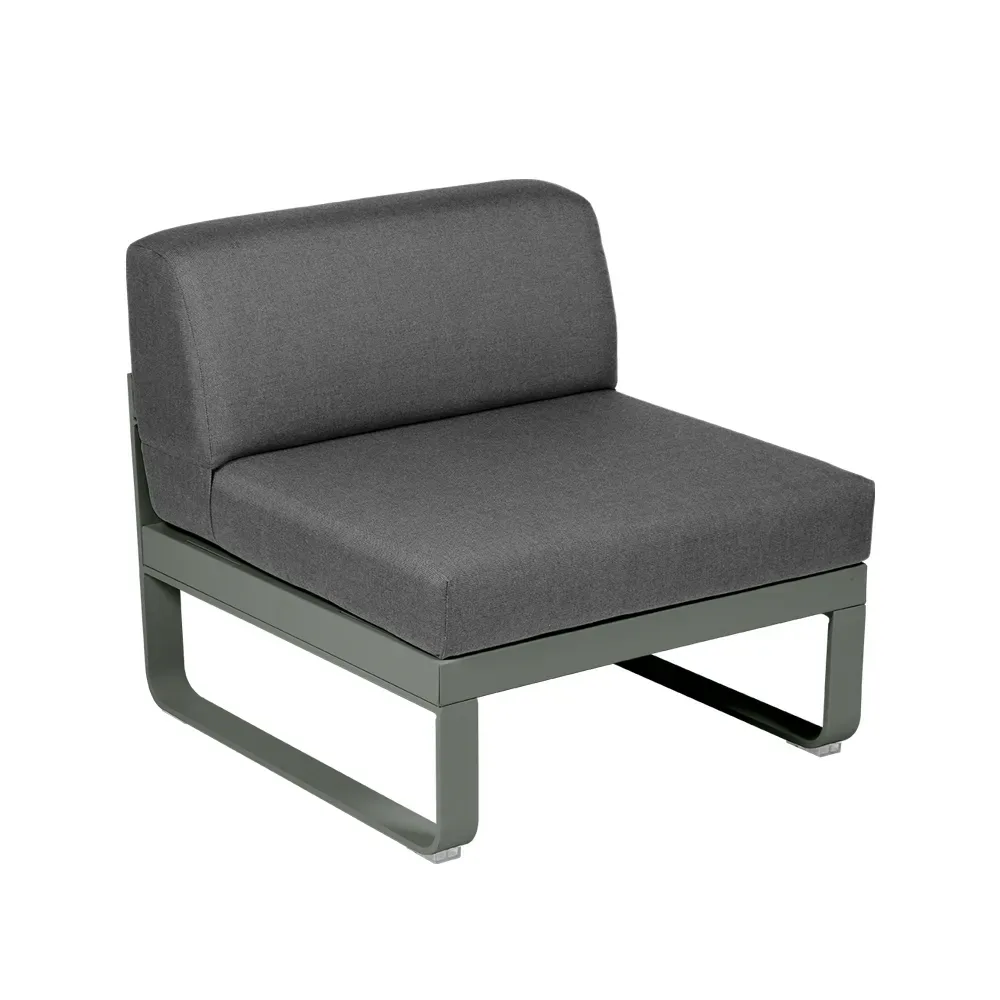 Fermob Bellevie Central modulsoffa Rosemary (grön), graphite grey dyna, 1-sits
