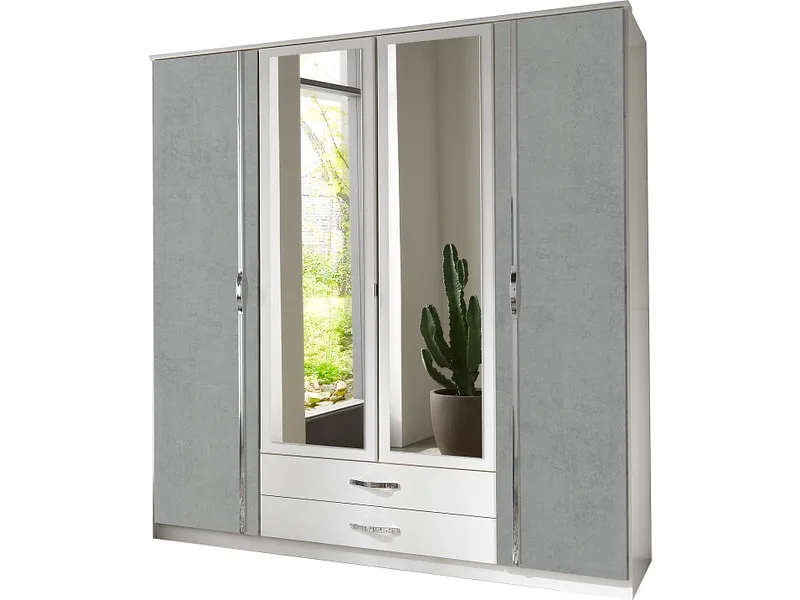 Drehtürenschrank PEMBERTON beton 4 Türen 2 Schubladen