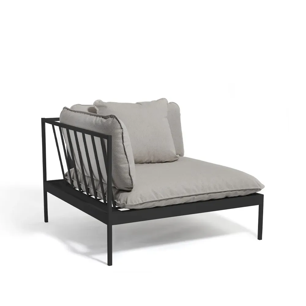Skargaarden Bönan modulsoffa Fiord 551 beige, hörndel, mörkgrå aluminium ram