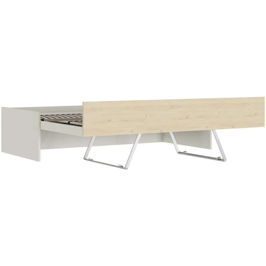 Bett Window greige Holzwerkstoff 90 x 200 cm - Möbel Konfigurator: Traummöbel individuell zusammenstellen