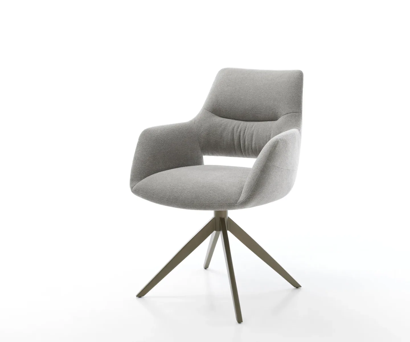 Drehstuhl Yago-Flex mit Armlehnen Strukturstoff Soft Grau Kreuzgestell breit Effektfinish Titan 360° drehbar Wippfunktion Taschenfederkern
