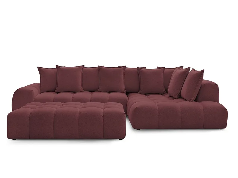Ecksofa mit Hocker BOBOCHIC EVEREST Stoff chiniert rot