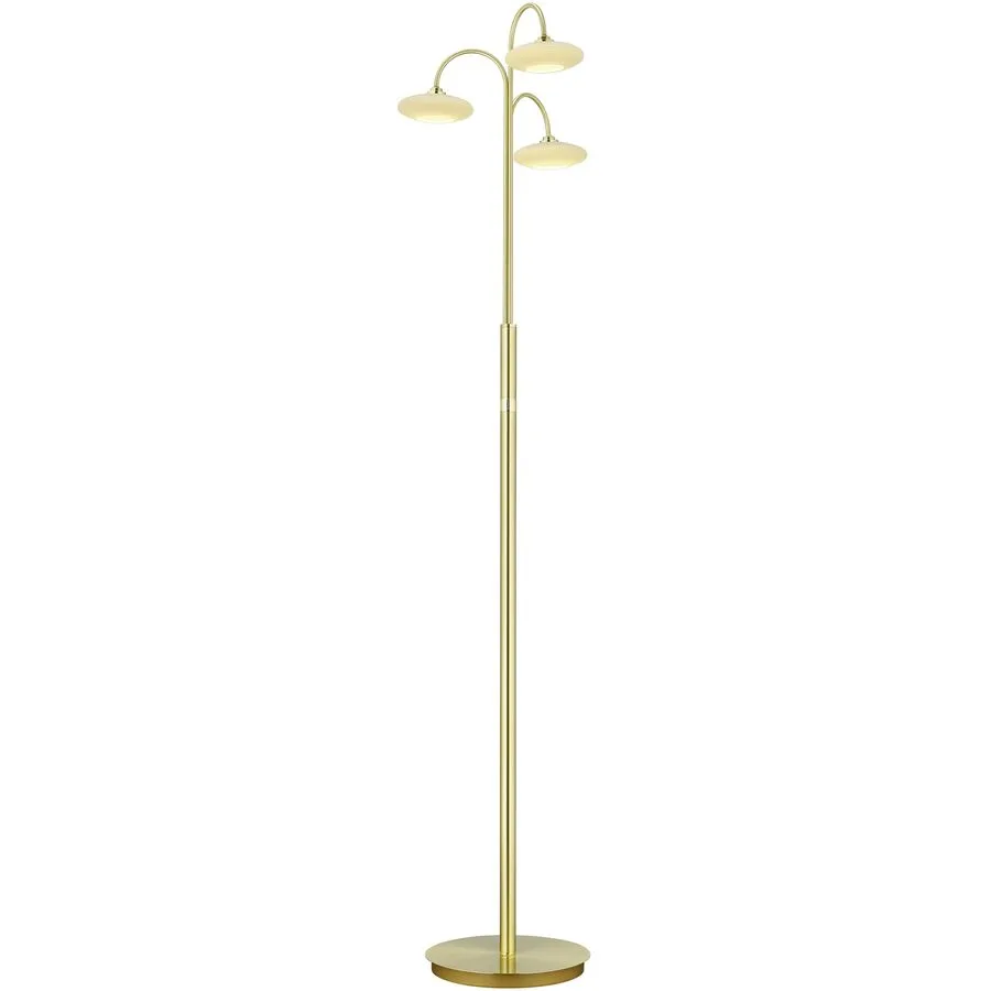 Stehlampe Kari Gold Metall 150 cm - Farbe: messing matt - LED - Lichtfarbe: Extra warmweiss - LED Energiesparlampen