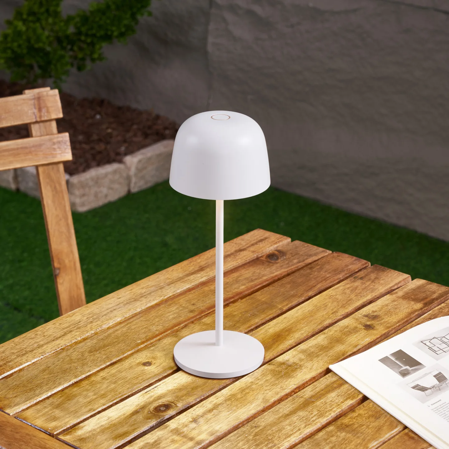 Arietty LED-Tischleuchte, IP65, 27 cm, dimmbar, weiß - Lindby - Wohnzimmer - Modern - Aluminium - Einflammig
