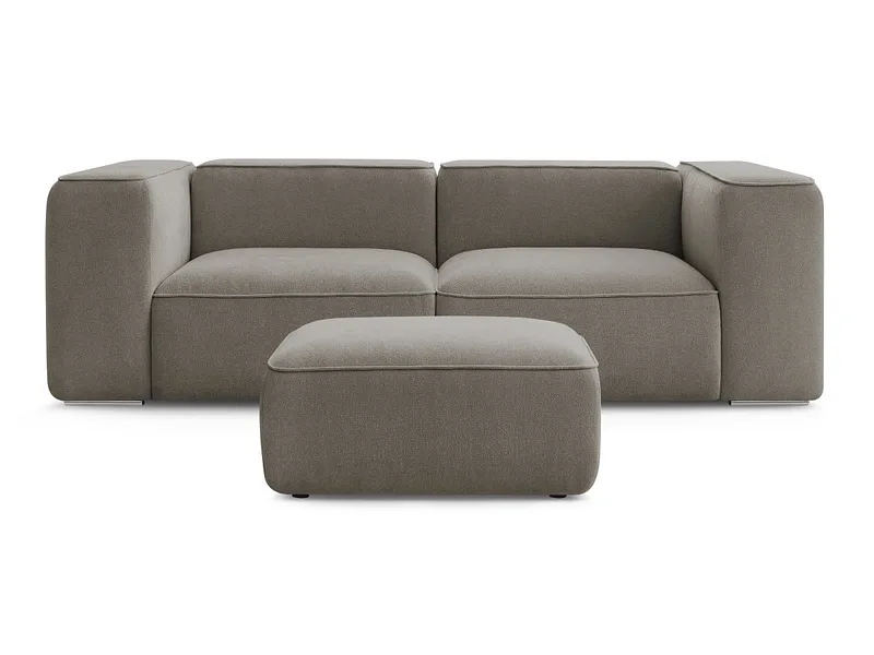2er Sofa mit Hocker BOBOCHIC ZEPHYR Stoff mit Textur taupe