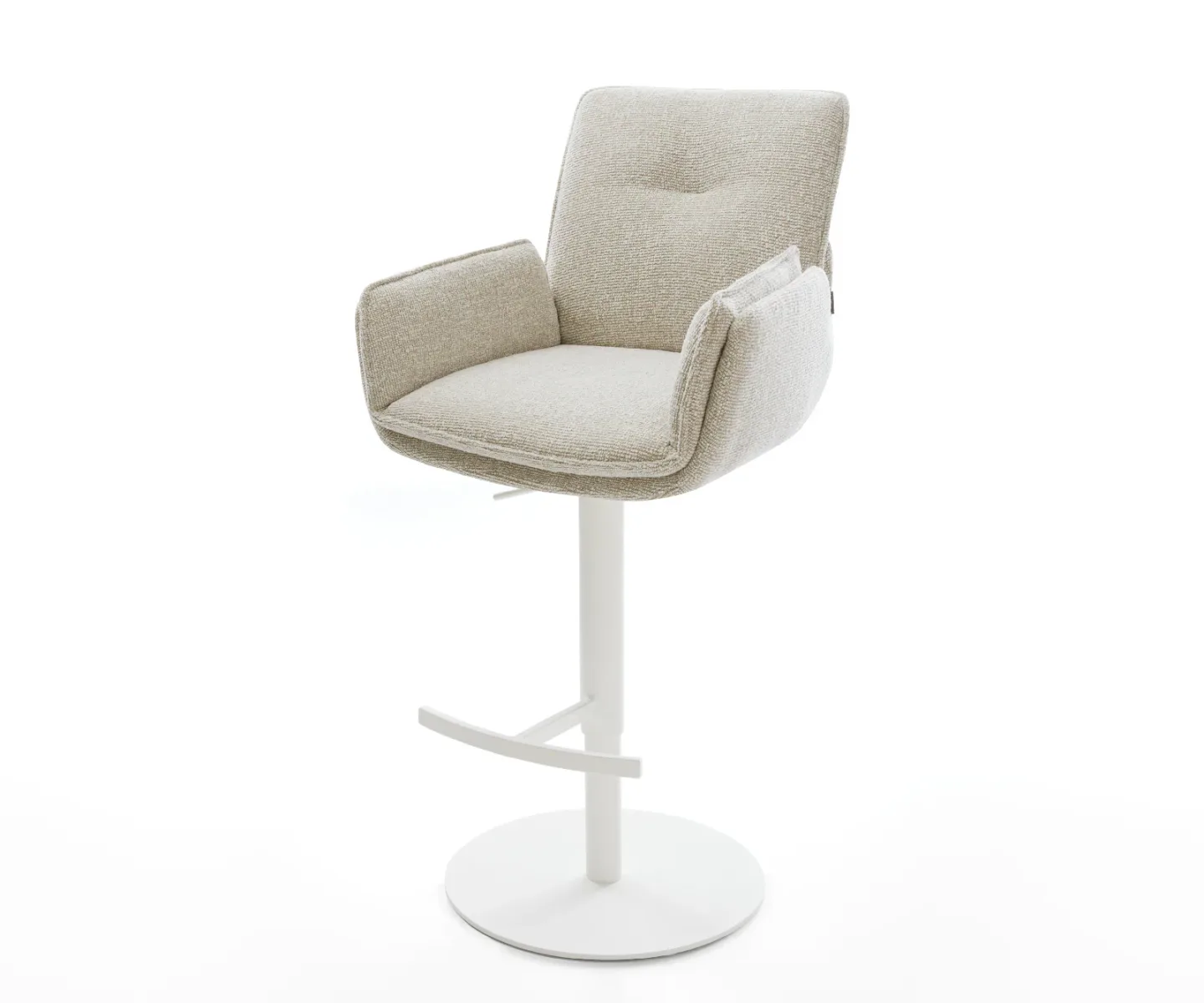 Barstuhl Nela-Flex Webstoff Soft Beige Drehfuß höhenverstellbar Metall Weiß