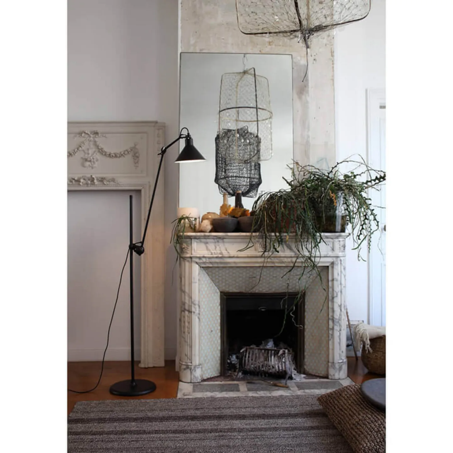 215 Gulvlampe Sort - Lampe Gras - Stue - Metal