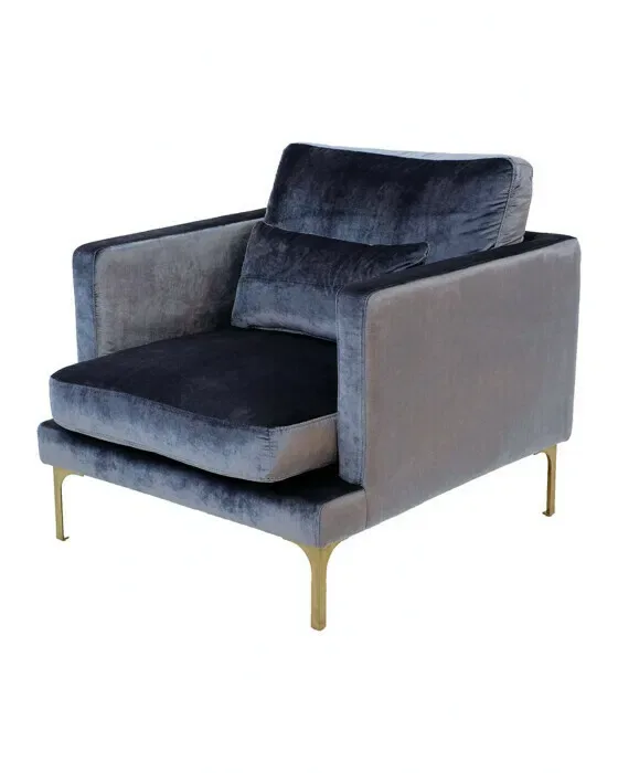 Bonham Armchair Blue Steel/Brass