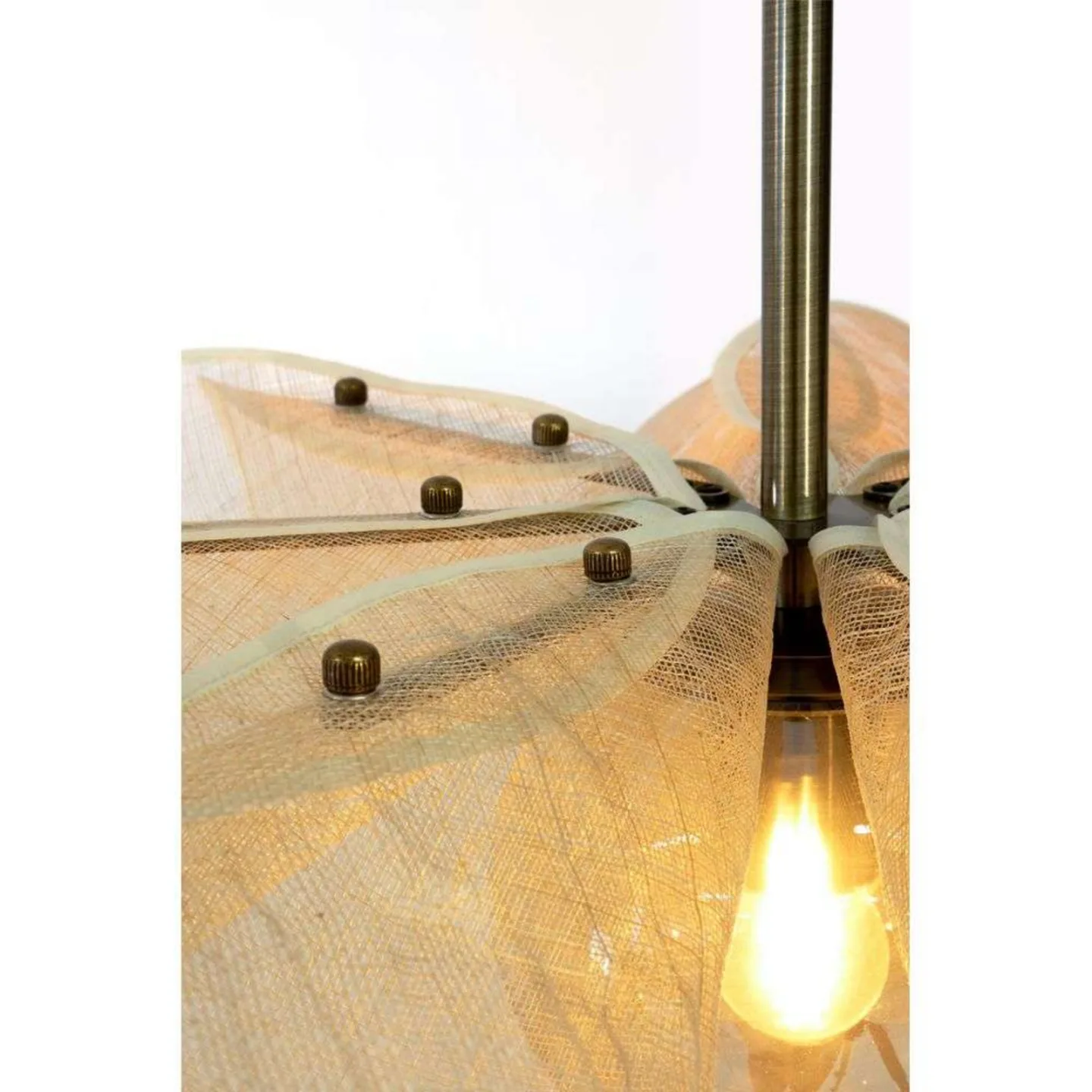 Styrka pendellampe, Ø 63 cm, messing/beige - Markslöjd - Stue - Stof / tekstil - Med én lyskilde