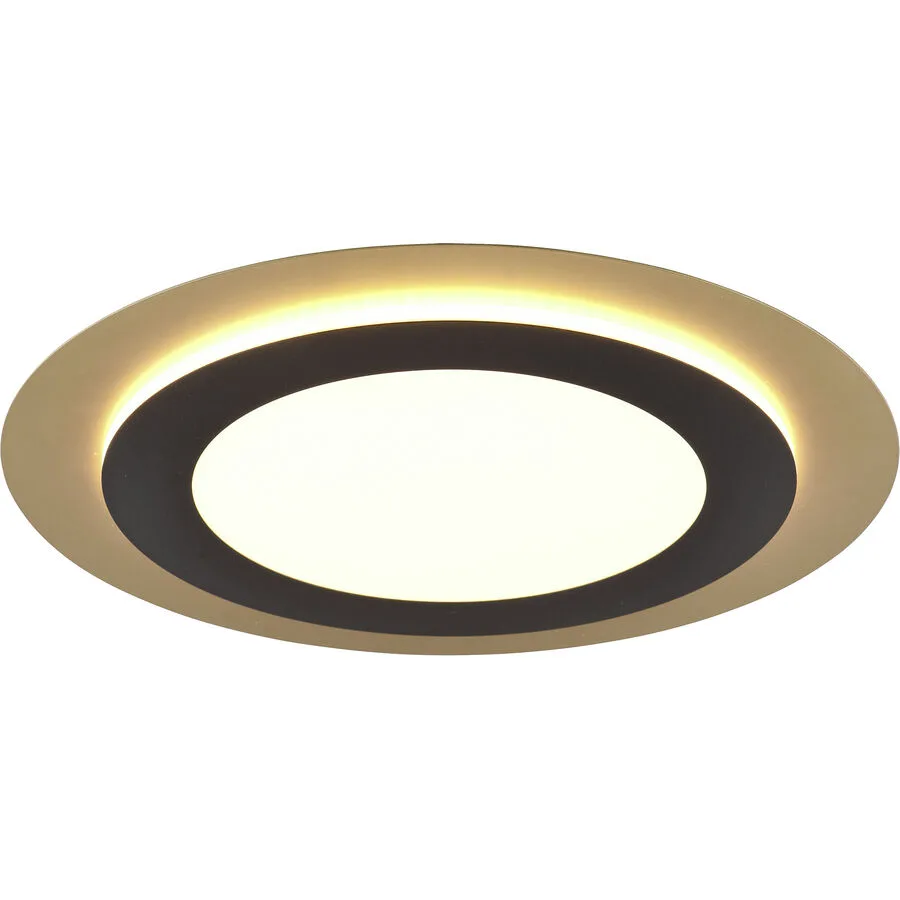 Deckenlampe Dijon Schwarz/Gold Metall 45 cm 4.5 cm - Farbe: schwarz-gold - LED - Lichtfarbe: Extra warmweiss - Helles Neutralweiss - Deckenlampe- LED