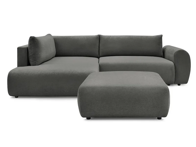 Ecksofa mit Hocker BOBOCHIC LUCIEN Stoff dunkelgrau