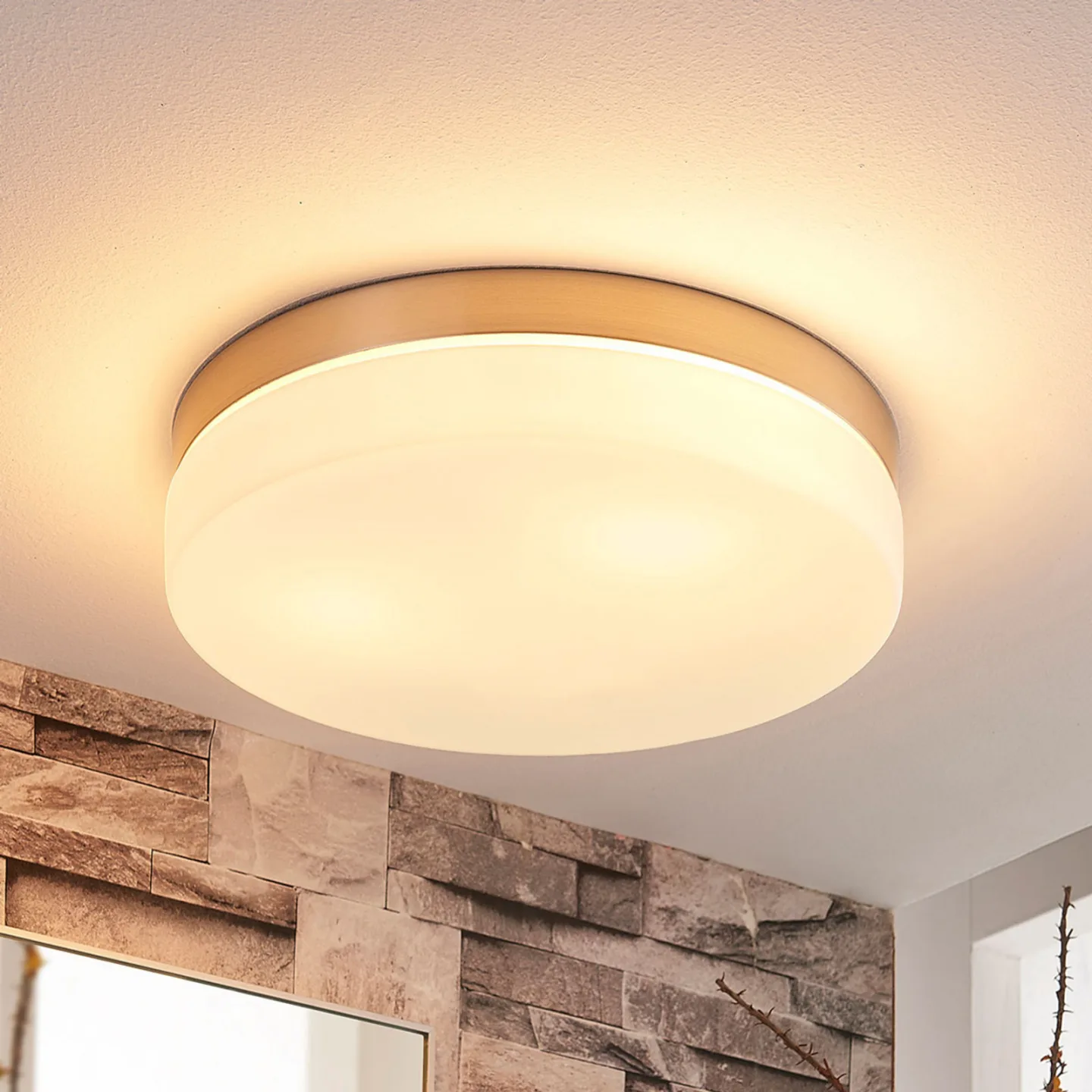 Amilia Deckenleuchte Ø30 Opal/Nickel - Lindby - Badezimmer - Modern - Glas - Rund