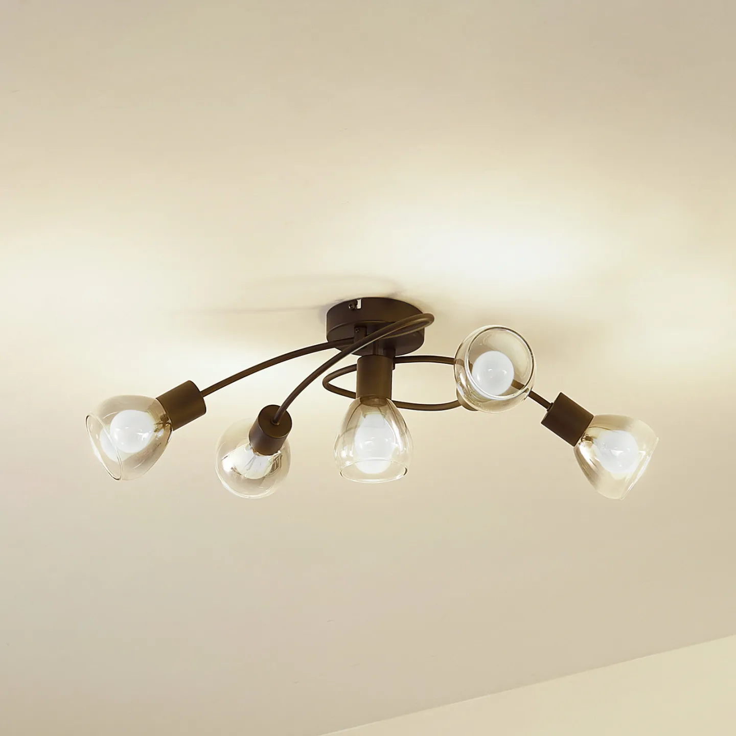 Pendura 5 Deckenleuchte Schwarz - Lindby - Esszimmer - Modern - Glas - Mehrflammig