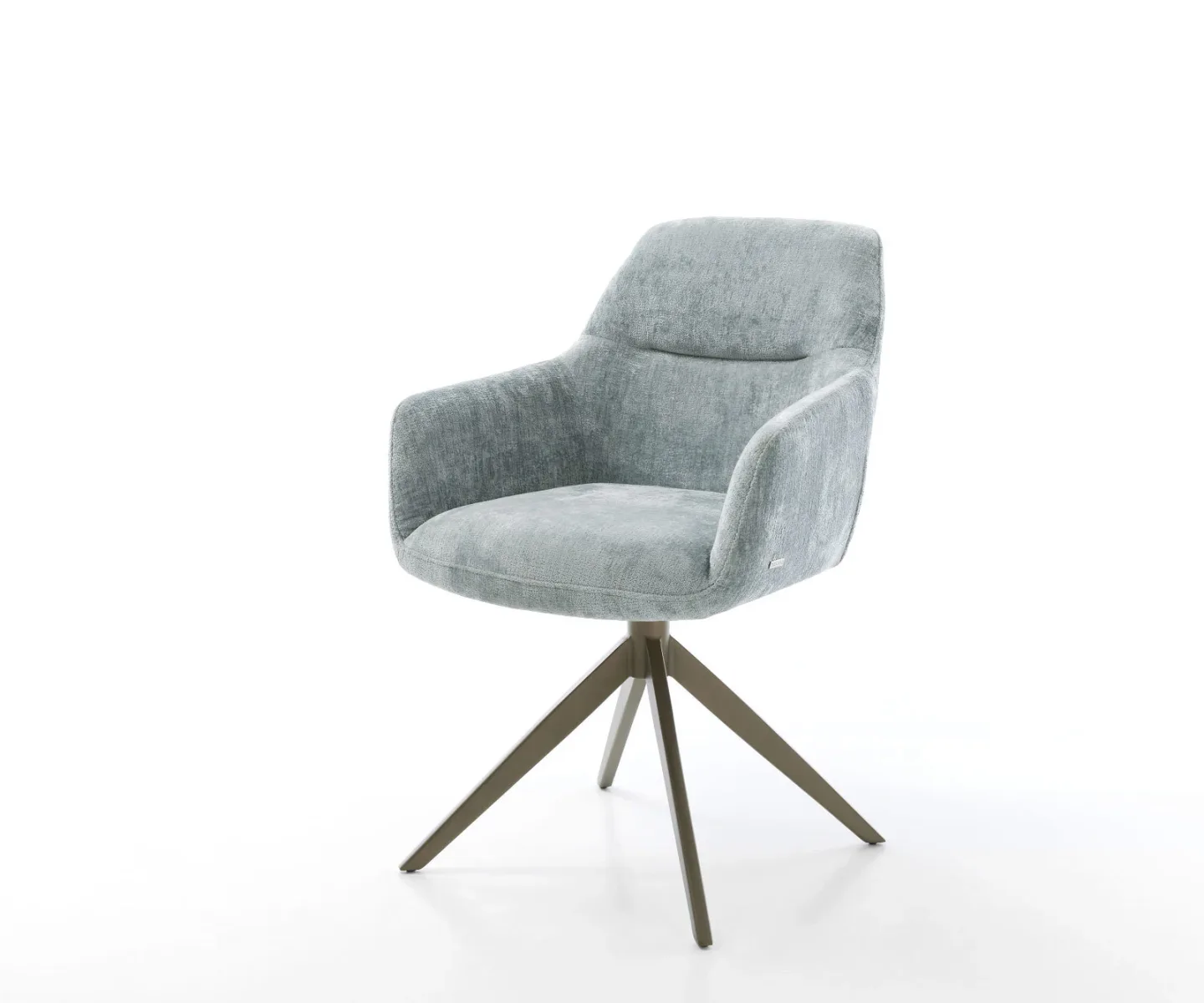 Drehstuhl Pejo-Flex Chenille Pastellblau Kreuzgestell breit Effektfinish Titan 360° drehbar Taschenfederkern