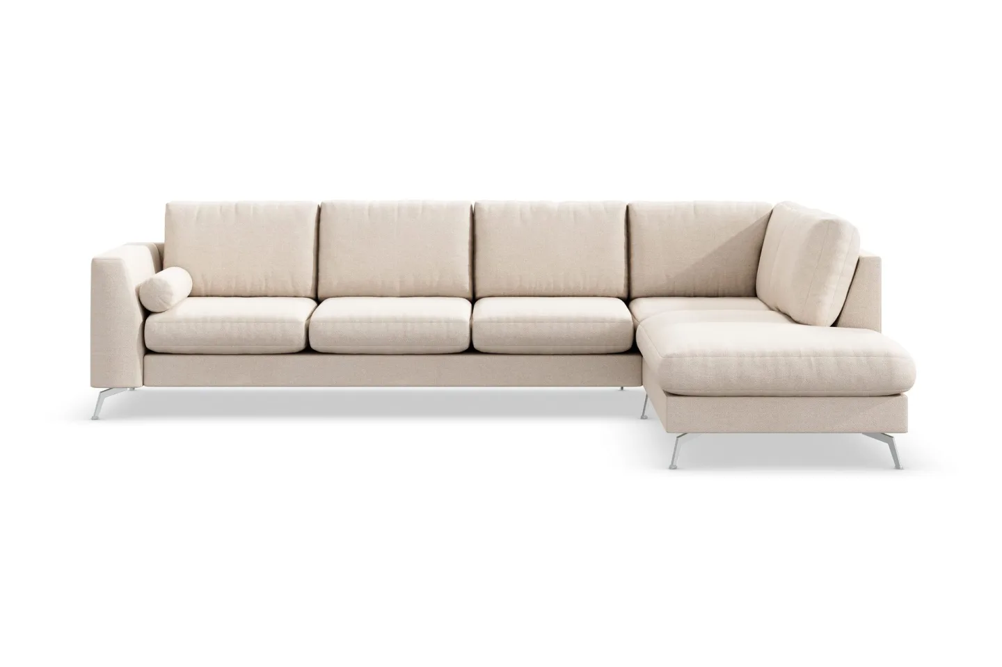Ocean Lyx 4-sits Högervänd L-formad Schäslongsoffa i Tyg - Beige