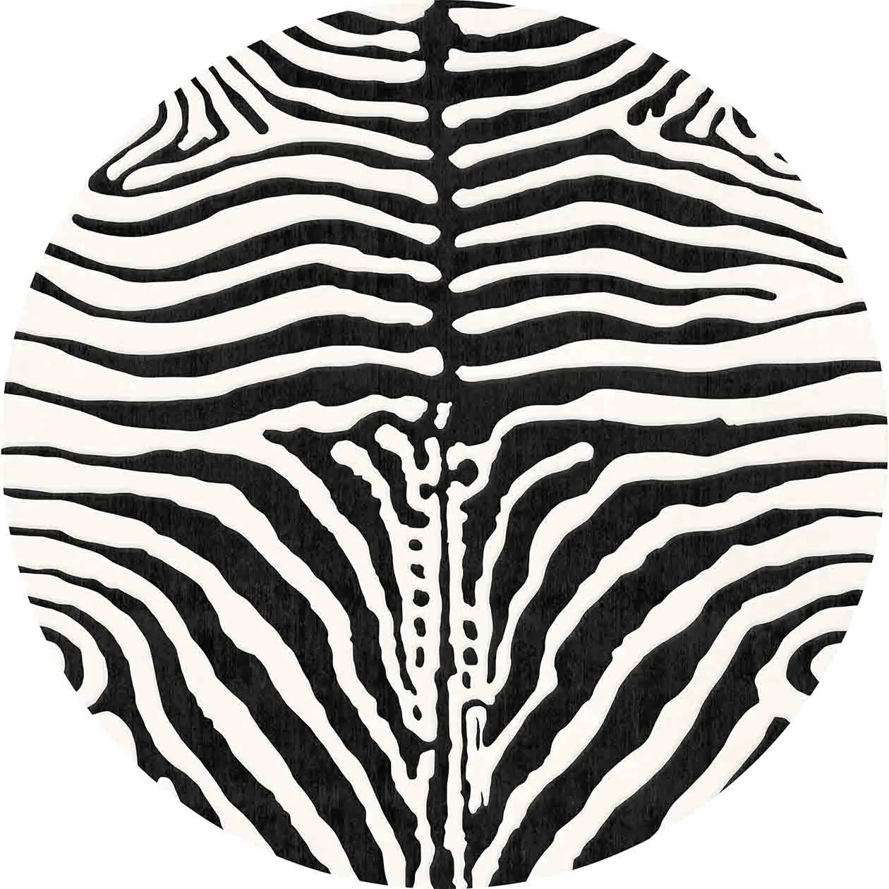 Rundt teppe - Zebra (svart/hvit) (Størrelse: Ø 200 cm)