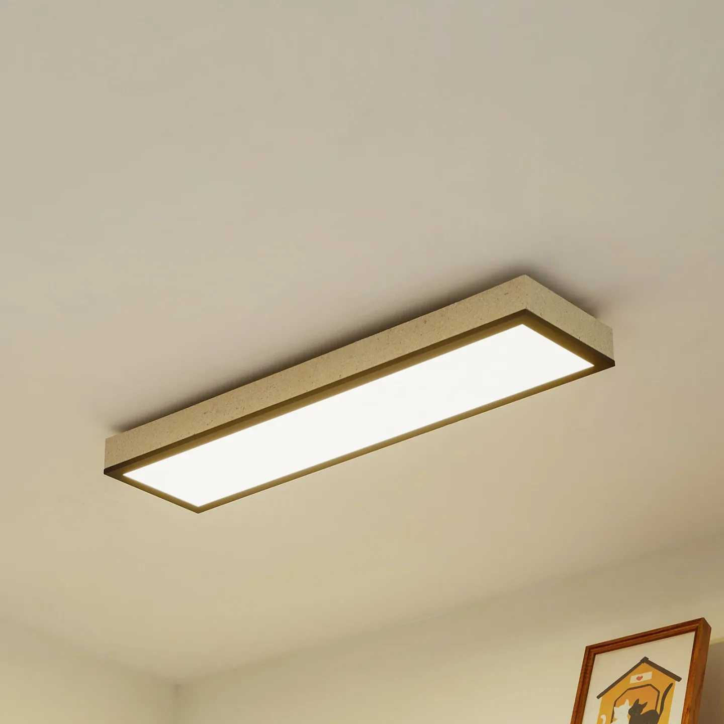 Laviona LED-Deckenlampe, CCT, dim., Beton, 80 cm - Lindby - Wohnzimmer - Modern - Metall - Eckig