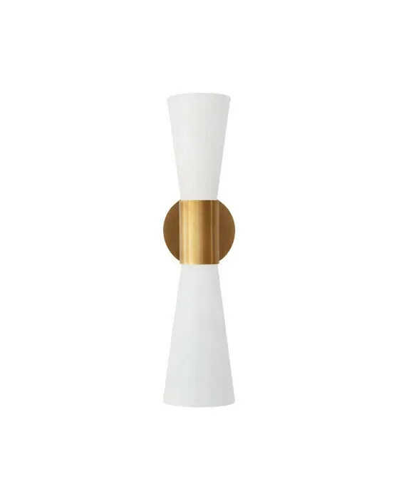 Clarkson Narrow Sconce Antique Brass and White Medium