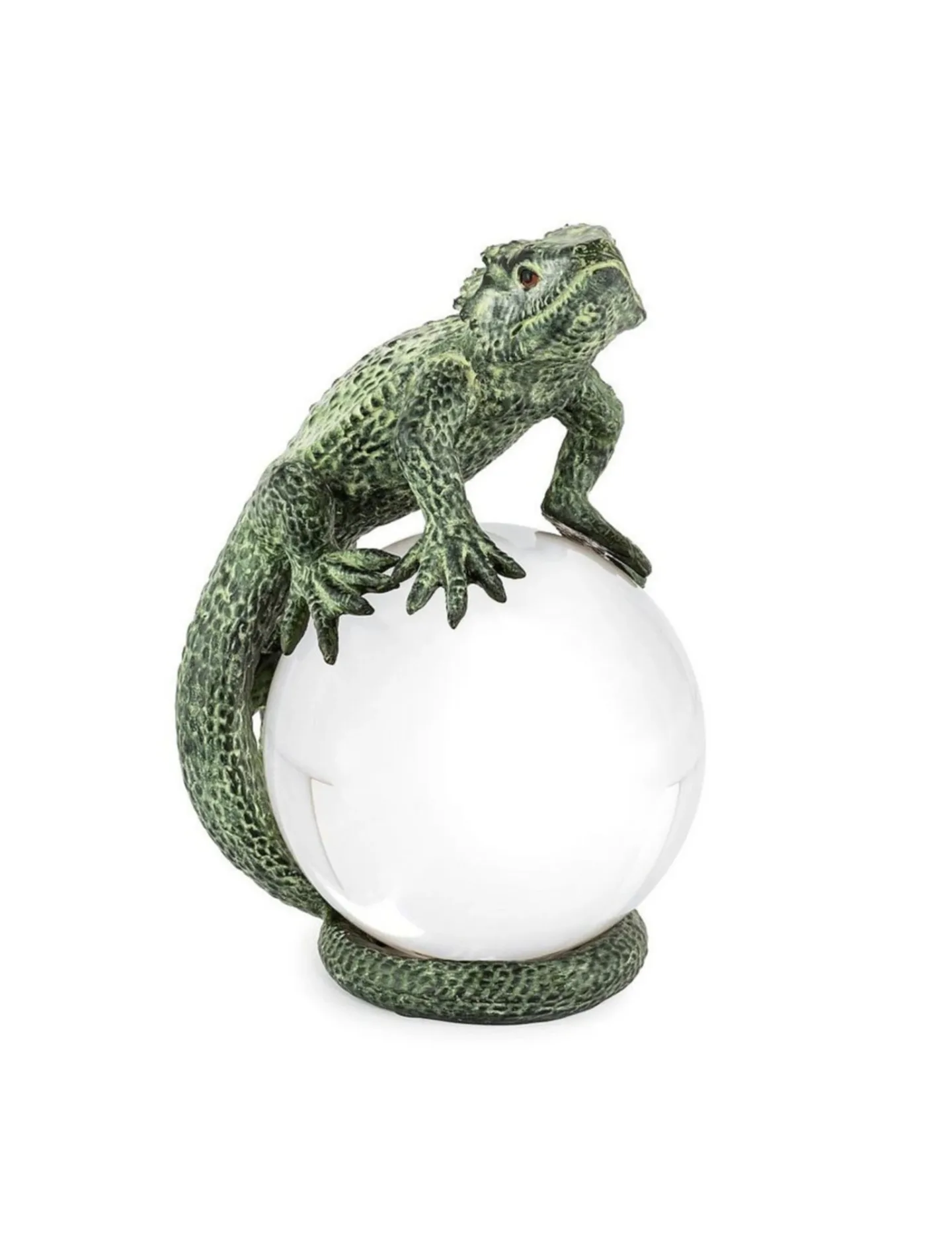 Abhika Figur Eidechse Auf Glaskugel Grün H: 20 cm | Schubiger Möbel