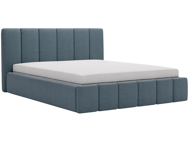 Bett CHIARA 140x200cm boucle-stoff dunkelblau