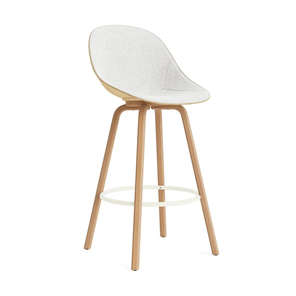 Normann Copenhagen Mat Barstool Barhocker mit Vorderpolsterung, 75 cm Hallingdal 110-hemp-beech-cream steel
