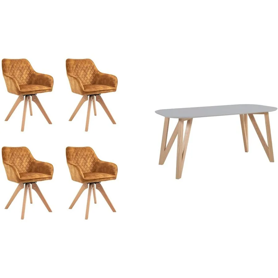 Essgruppe Yasmin Braun Samt - Farbe: cognac