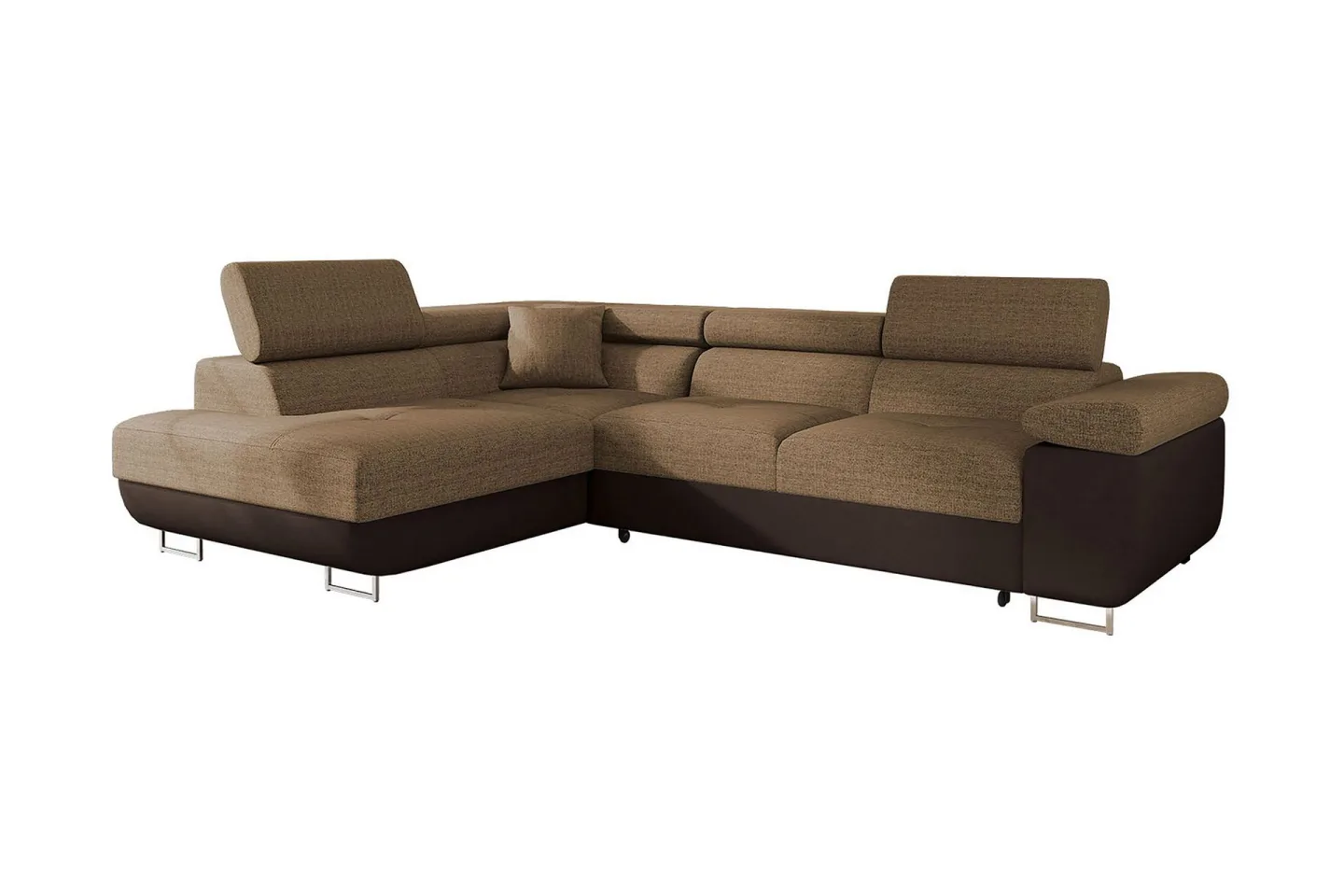 Bäddsoffa med schäslong - Brun