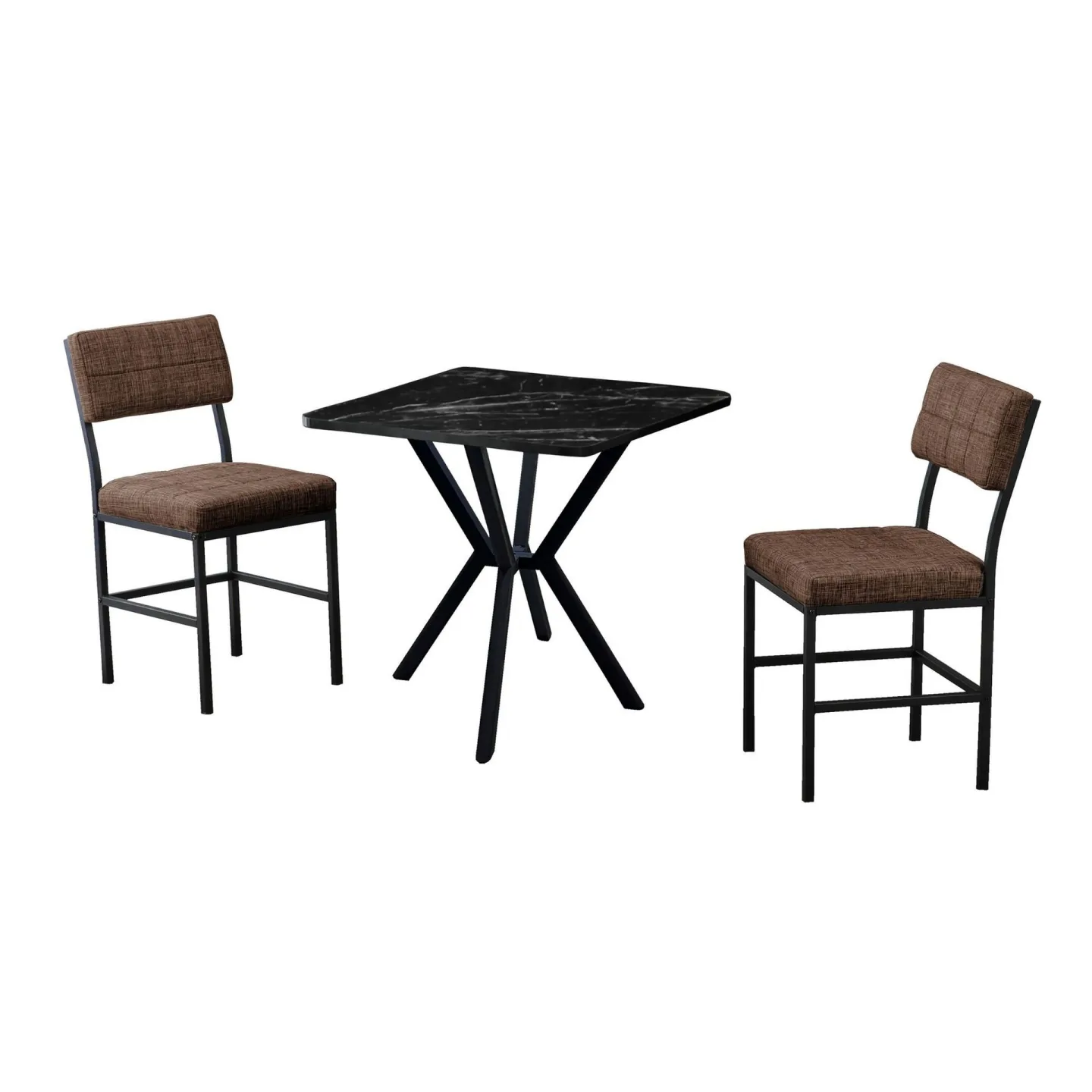 Stedum Matgrupp Bord 70 cm + 2 Stolar - Brun Och Svart