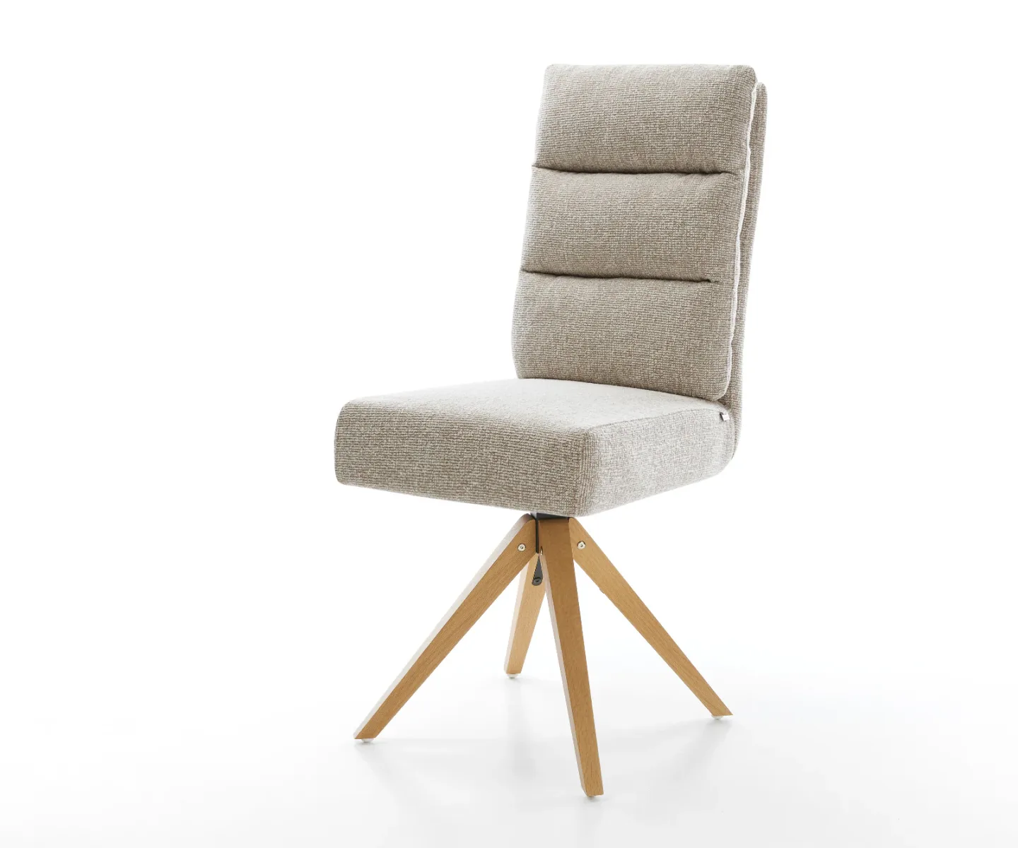 Drehstuhl Pela-Flex Webstoff Soft Beige Holzgestell kantig Natur 360° drehbar Taschenfederkern