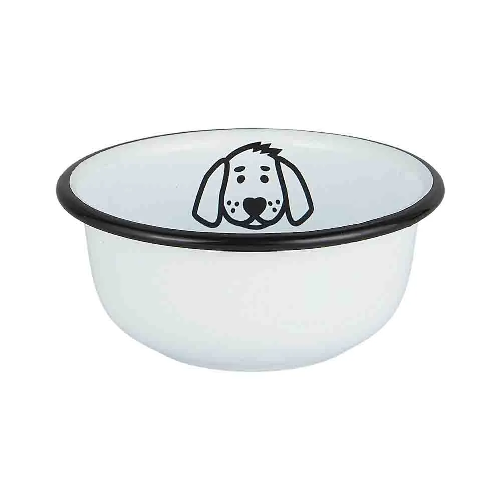 Hundmatsskål Mini vit emalj