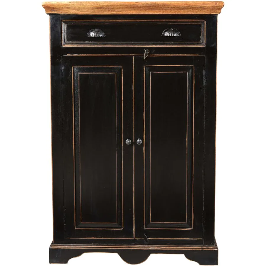 Highboard Sica schwarz und honig Mangoholz B 80 H 120 cm