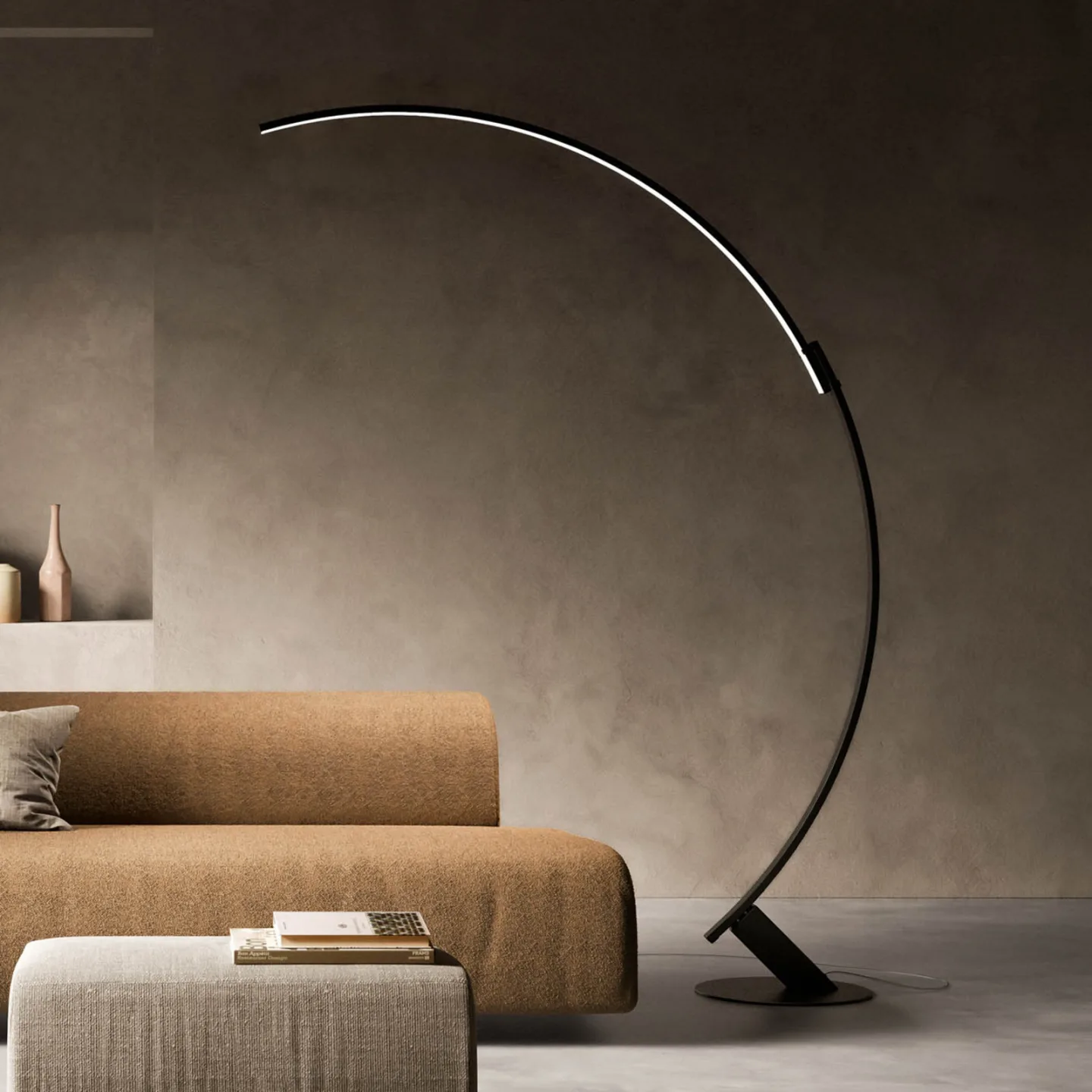 Kyudo Stehleuchte schwarz, Höhe 212 cm - KDLN - Wohnzimmer - Design - Metall - Einflammig