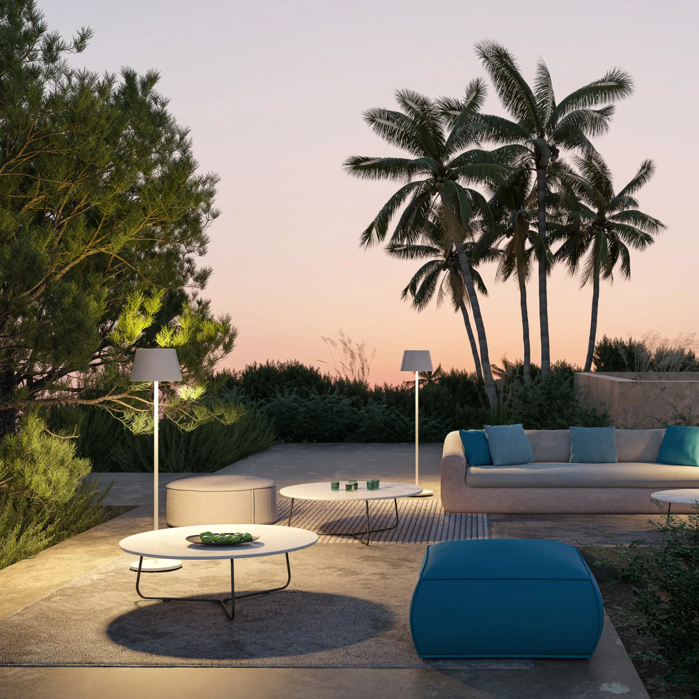Modi Portable gulvlampe IP65 Hvit - LOOM DESIGN - Terrasse - Moderne - Aluminium - Med skjerm