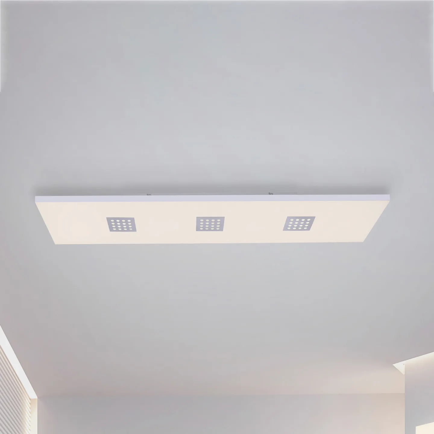Neo LED-Deckenleuchte, 120cm, alu, CCT, Fernbedienung - PURE - Wohnzimmer - Modern - Metall - Eckig