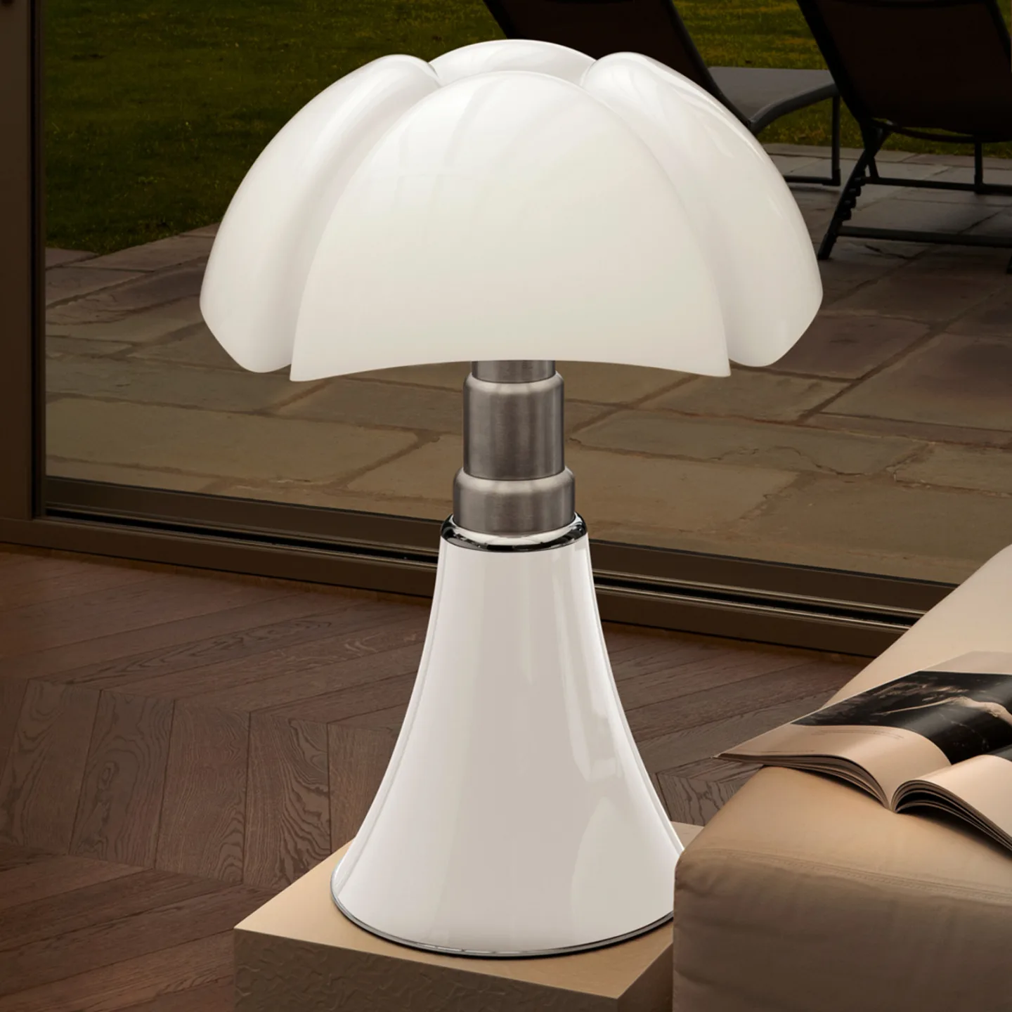 Pipistrello Tischleuchte White - Martinelli Luce - Wohnzimmer - Design - Metall - Mit Schirm