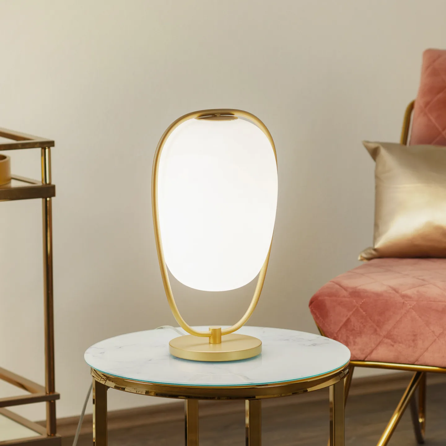 Lannà Tischleuchte Brass - KDLN - Wohnzimmer - Design - Glas - Mit Schirm