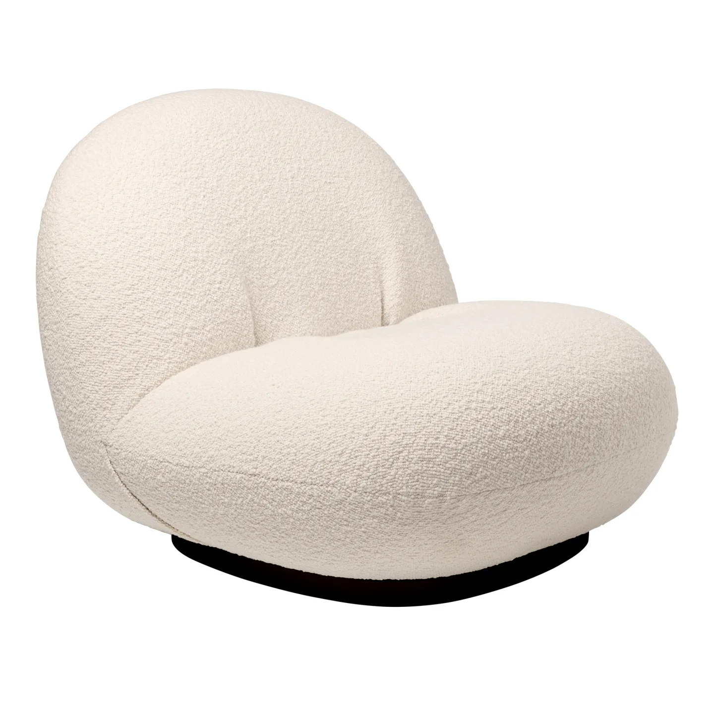 Gubi - Pacha Lounge Chair Fully Upholstered, Soft Black, Fabric Cat. 5 Dedar Karakorum 001 Ivory - Fåtöljer - Pierre Paulin - Vit - Metall/Textilmaterial