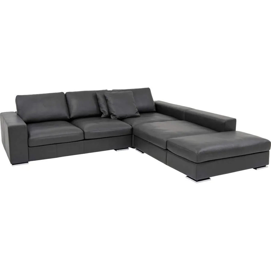 Ecksofa Mads Plus Leder anthrazit B 290 T 118 cm