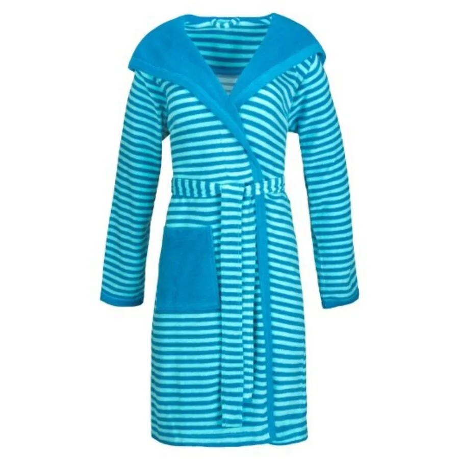 Bademantel Striped Hoody M turquoise Baumwolle M