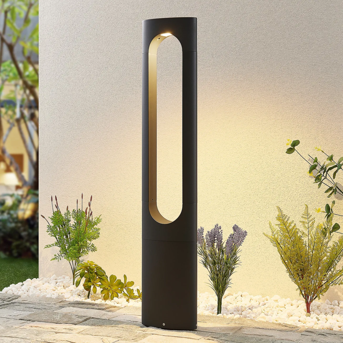 Fenti LED Gartenleuchte H90 Dark Grey - Lucande - Terrasse - Modern - Metall - Einflammig