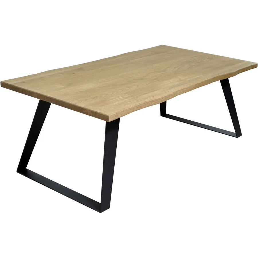 Salontisch Chru natur geölt, schwarz Wildeiche, Metall pulverbeschichtet B 110 T 60 cm