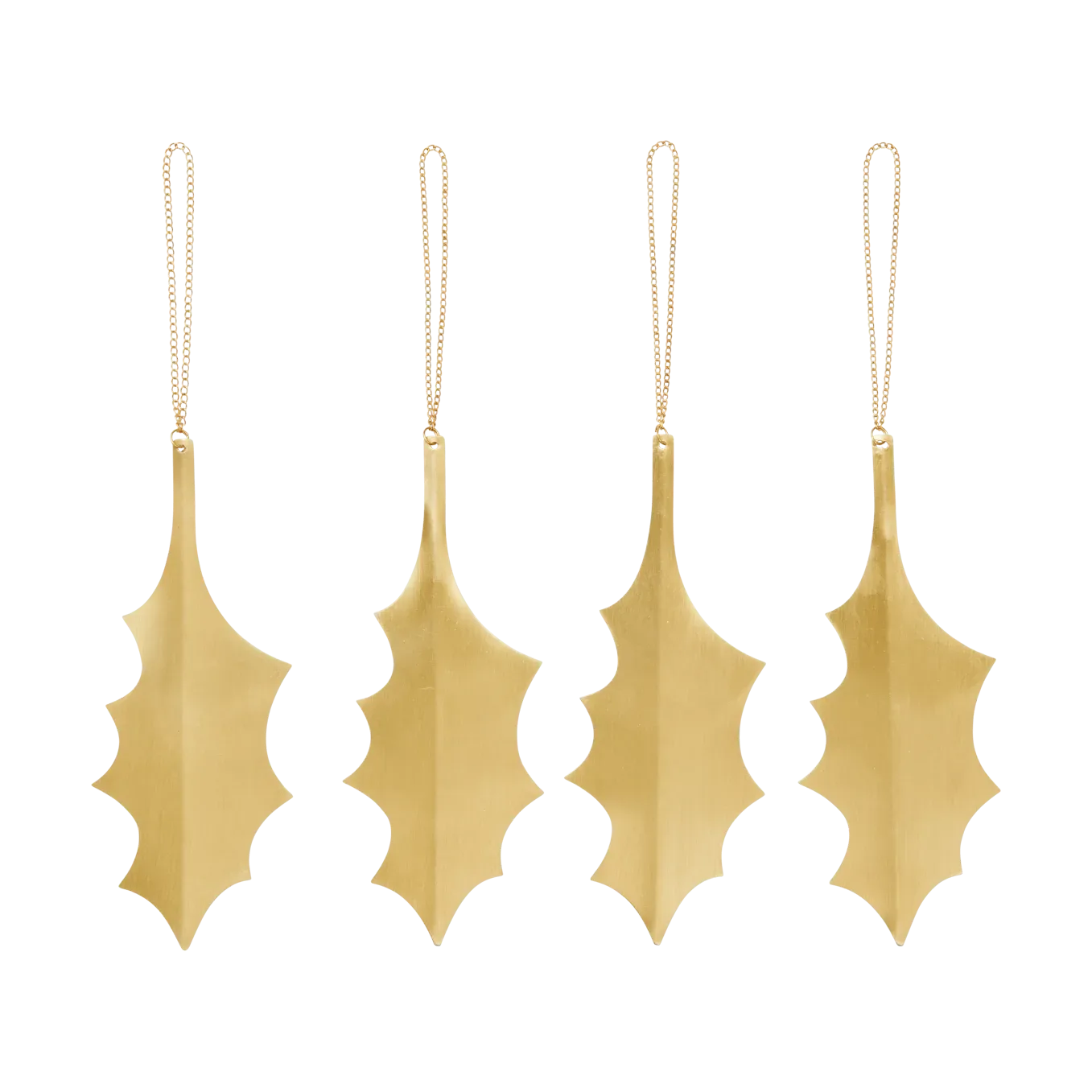 Ferm Living Holly leaf dekorationshänge 13,5 cm 4-pack Brass
