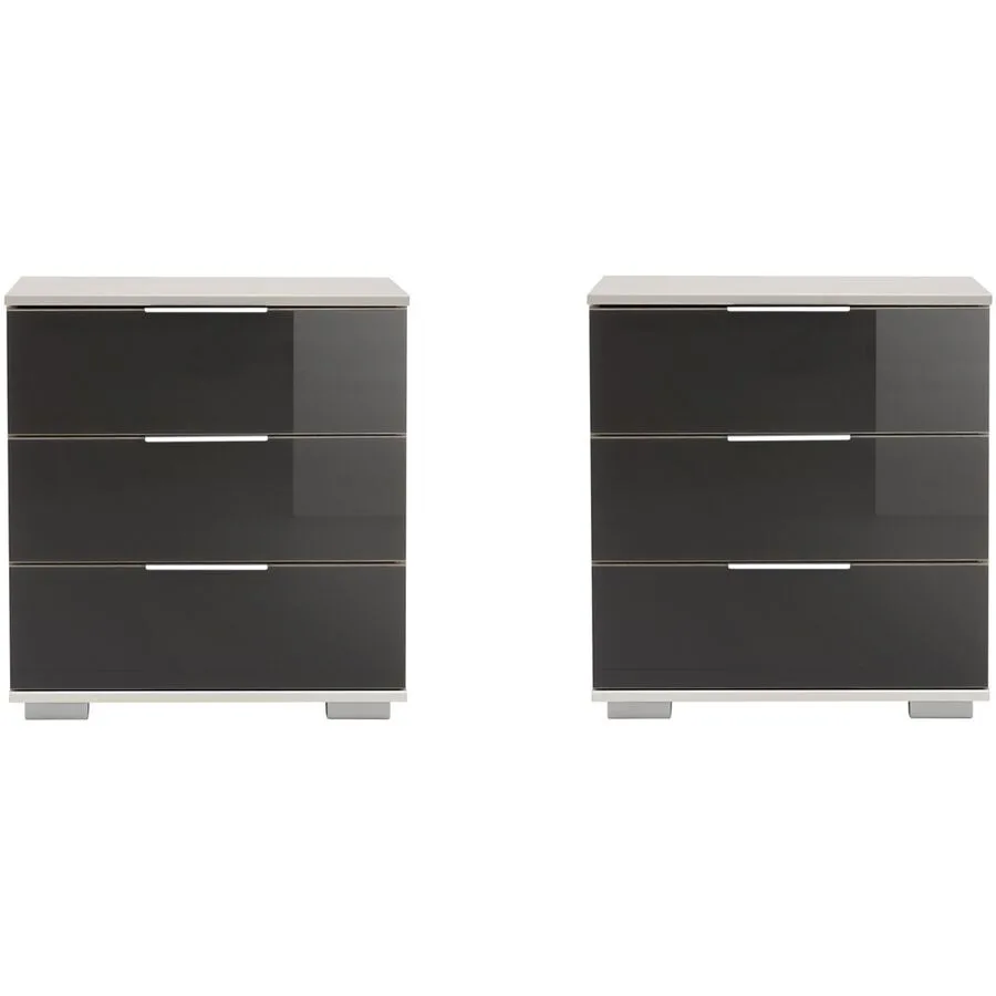 Nachttisch Peyton C grau, weiss Spanplatte, Kunststoff B 52 H 58 cm