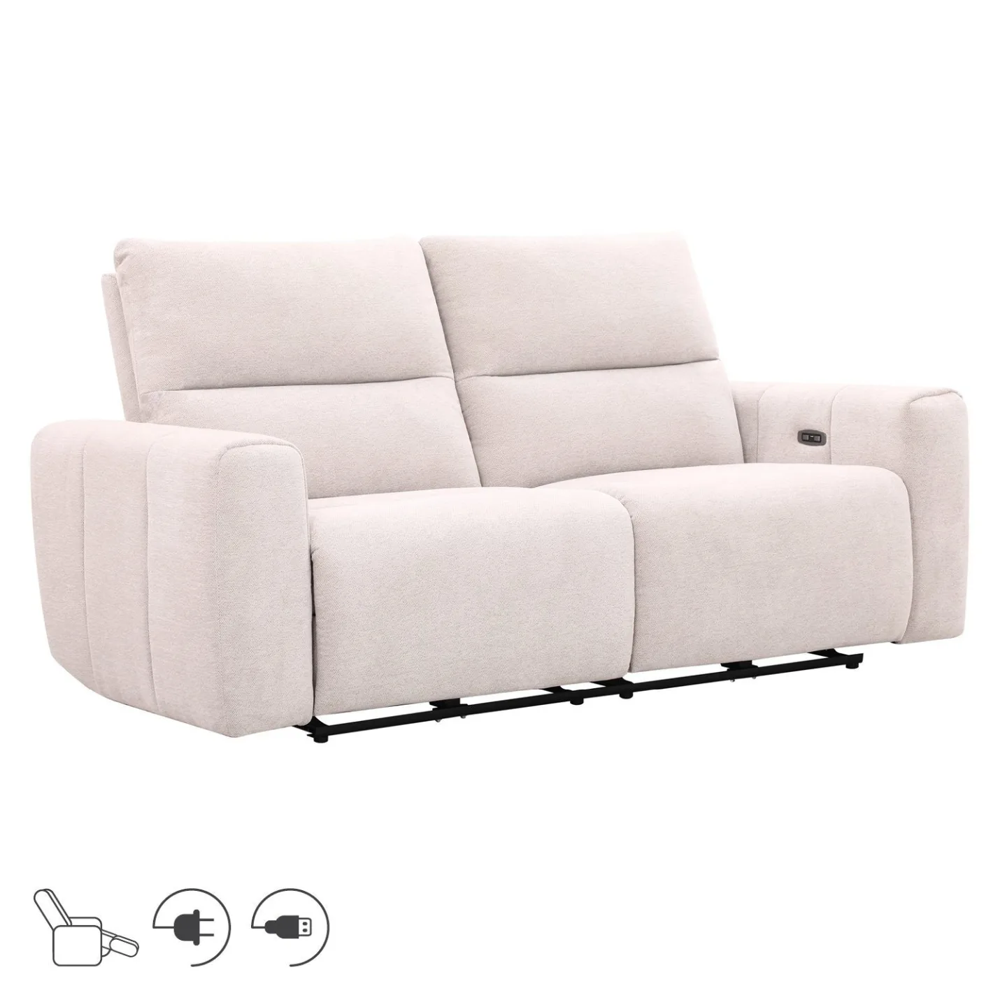 Reclinersoffa Ödmark 3-sits med elektrisk mekanism - ljusbeige